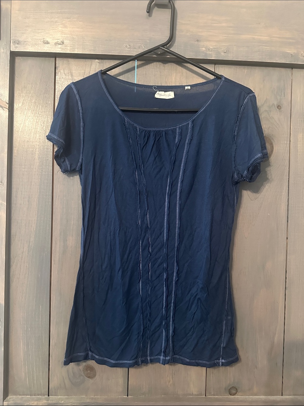 Martin + Osa Navy Short-Sleeve Scoop Neck Top